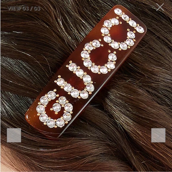 NIB GUCCI FULL INCLUSION TORTOISE HAIR CLIP HAIR BARRETTE WITH CRYSTALS ITALY - Picture 7 of 8